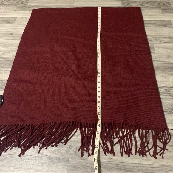 Ashton Burgundy Red W/Fringes Scarf; OS - Picture 3 of 7